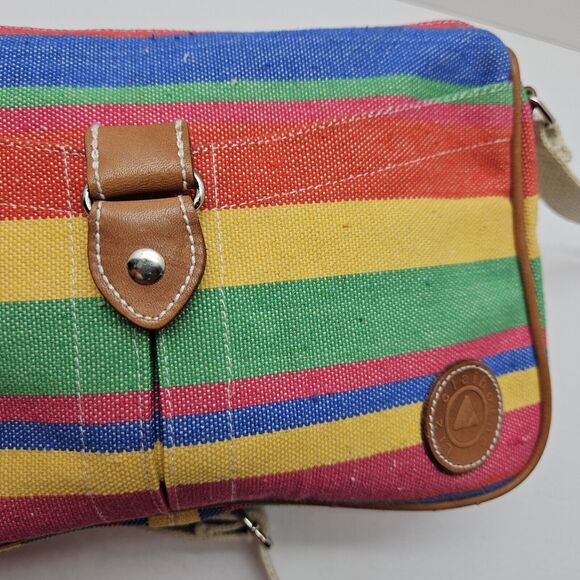 VTG 80s Liz Claiborne Multicolor Striped Shoulder Crossbody Bag Purse - Picture 3 of 11